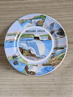 Vintage NIAGARA FALLS 9" COLLECTOR PLATE 1970's M.S. PRODUCTS MADE IN JAPAN